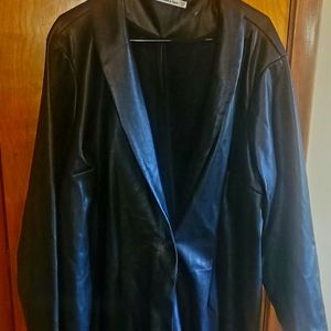 Vegan leather long coat
